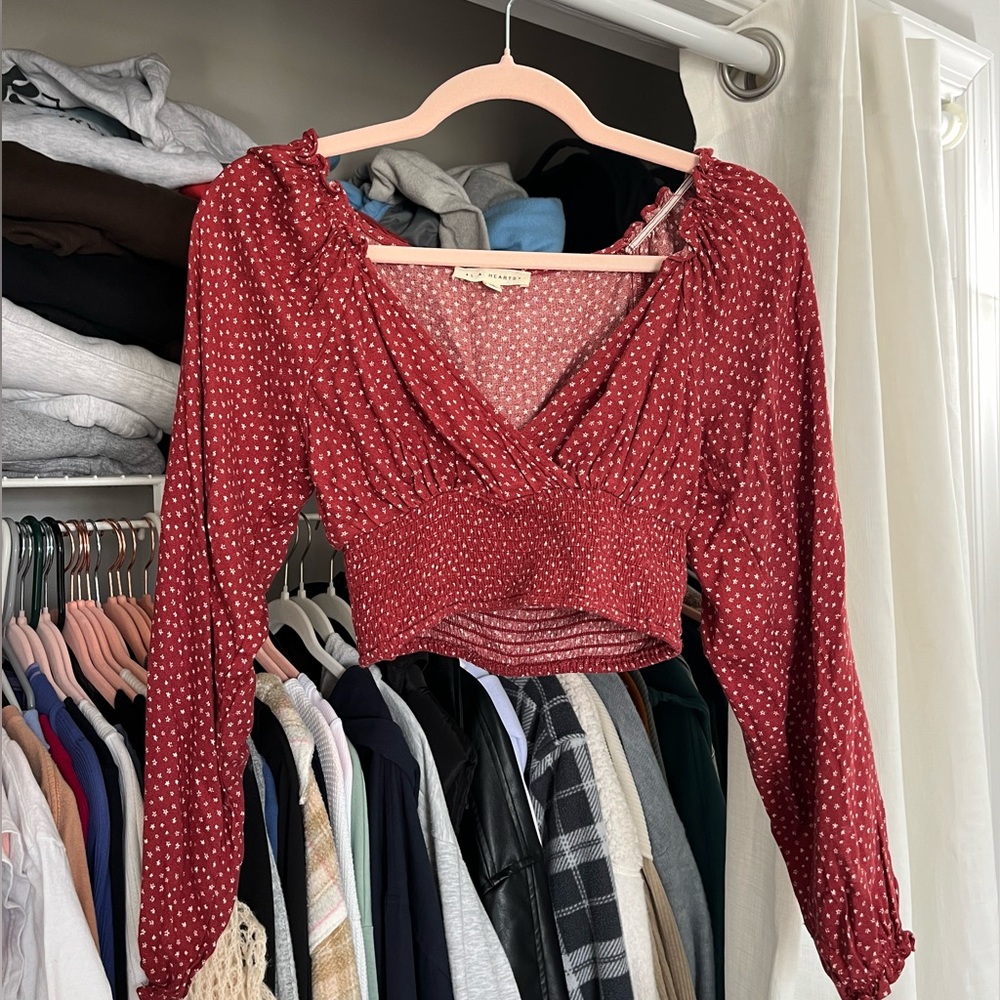 Pacsun red patterned blouse